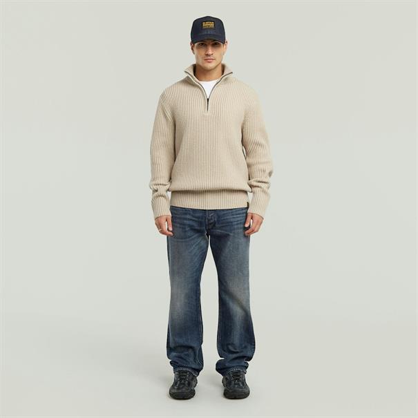 Essential half zip knit dk brick