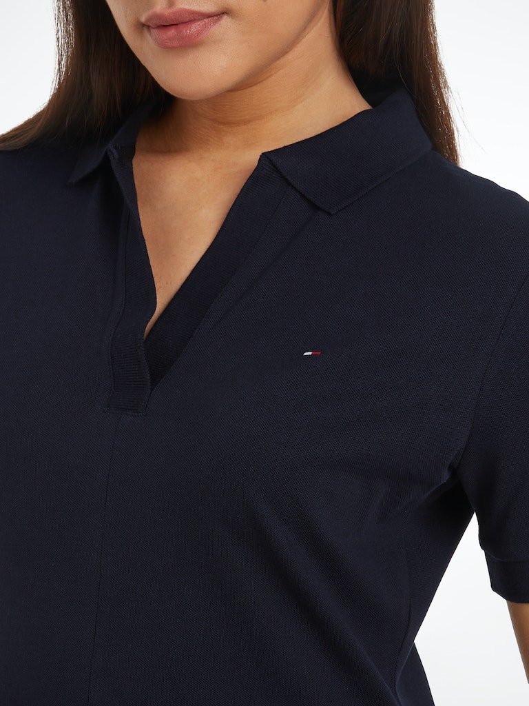 Tommy Hilfiger Damen Kleid F&F OPEN PLCKT LYCLL POLO DRS SS desert 