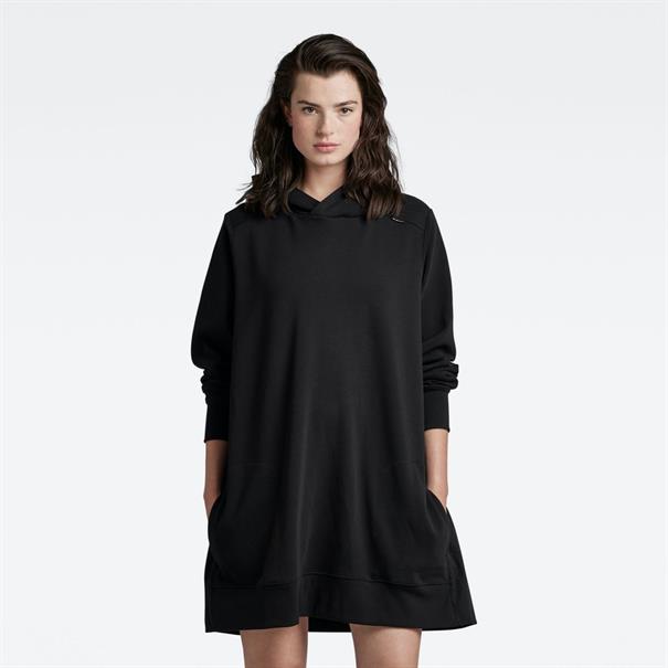 Fabric mix loose sw dress dk black