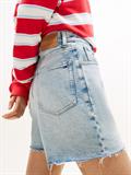 Faded Straight Leg Mom Denim Shorts denim light