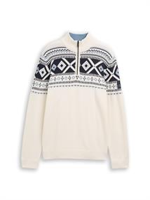 Fair-Isle Troyer Strickpullover offwhite fair isle design