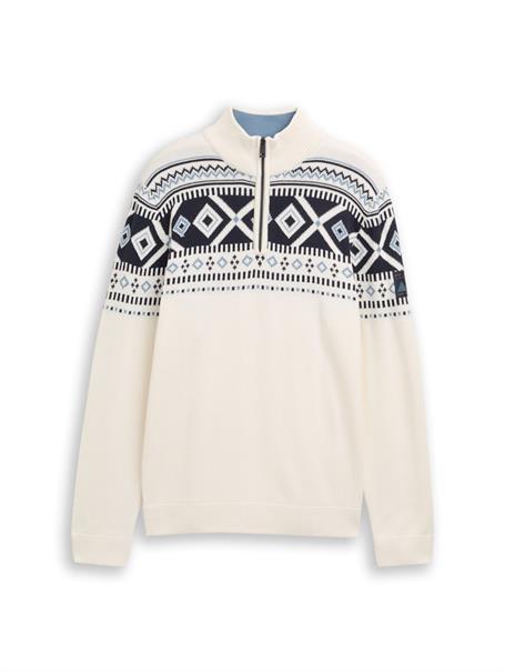 Fair-Isle Troyer Strickpullover offwhite fair isle design