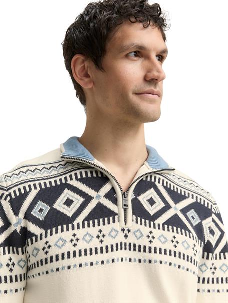 Fair-Isle Troyer Strickpullover offwhite fair isle design