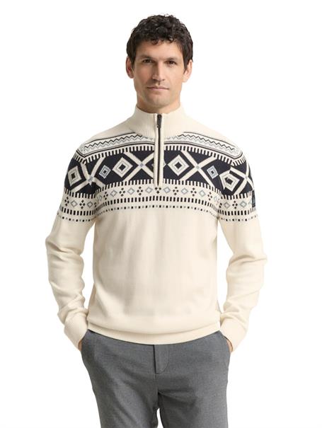 Fair-Isle Troyer Strickpullover offwhite fair isle design