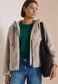 Fake Fur Jacke mit Softshelldetails powder beige