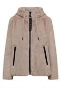 Fake Fur Jacke mit Softshelldetails powder beige