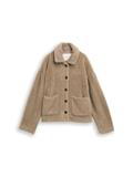 Fake Fur Jacke mit Taschen soft taupe grey