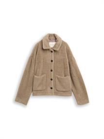 Fake Fur Jacke mit Taschen soft taupe grey