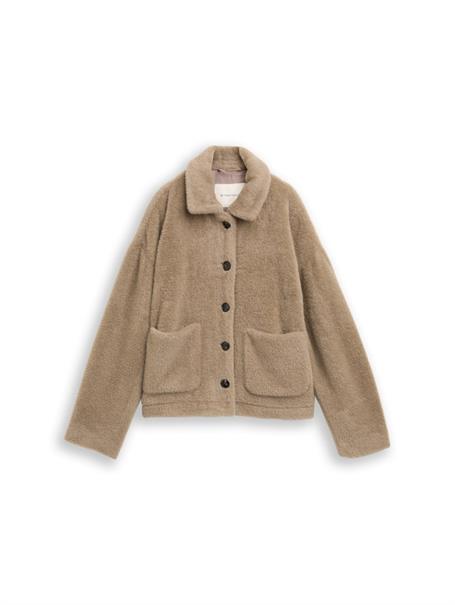 Fake Fur Jacke mit Taschen soft taupe grey