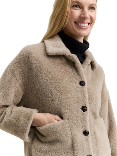 Fake Fur Jacke mit Taschen soft taupe grey