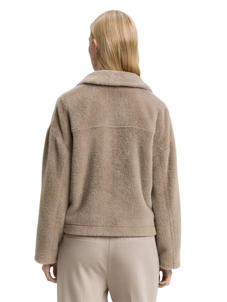 Fake Fur Jacke mit Taschen soft taupe grey