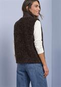 Fake Fur Weste mit Strickdetails auburn brown