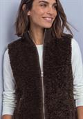 Fake Fur Weste mit Strickdetails auburn brown