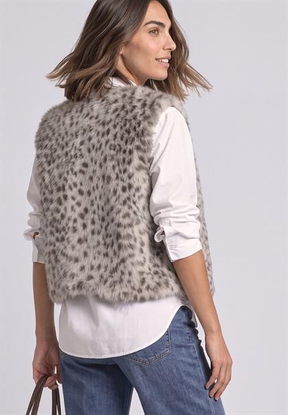 Fake-Fur Weste mit Zipper und Taschen clay sand