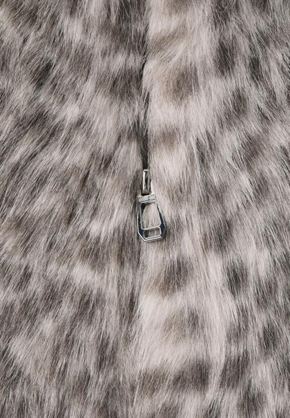 Fake-Fur Weste mit Zipper und Taschen clay sand