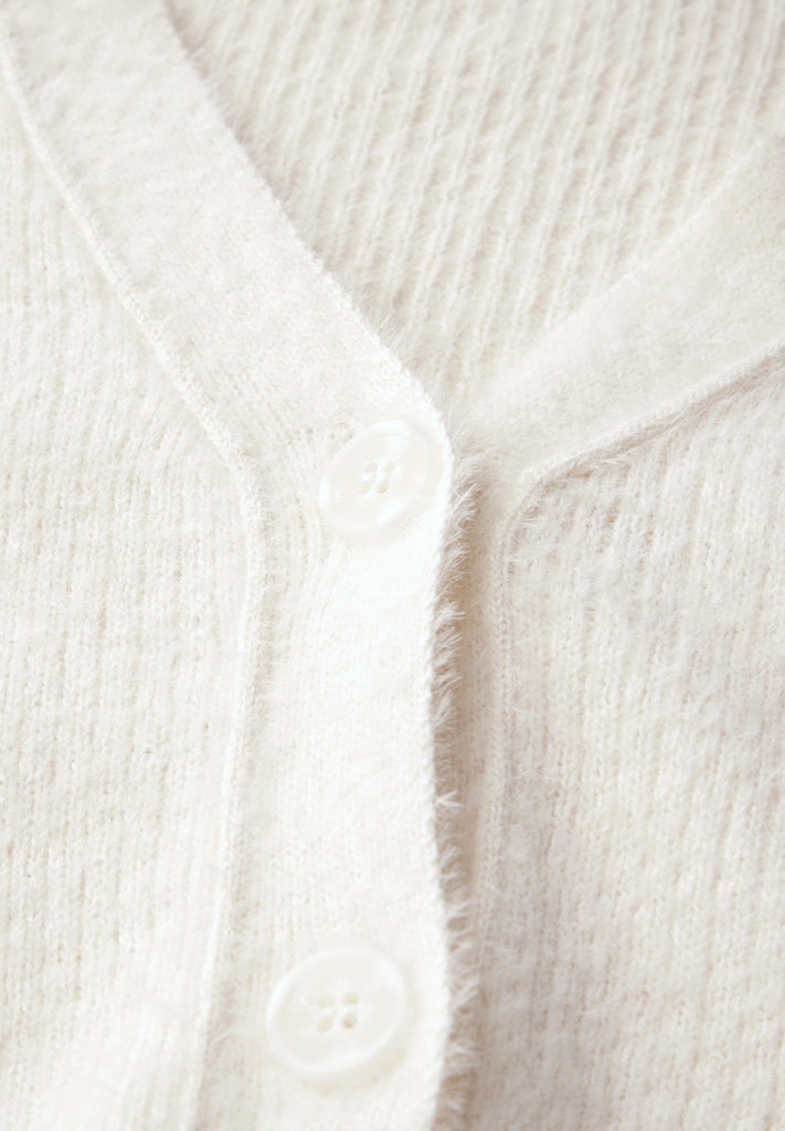 Cecil Damen Pullover Federgarn Cardigan birch white bequem online kaufen bei Tara M