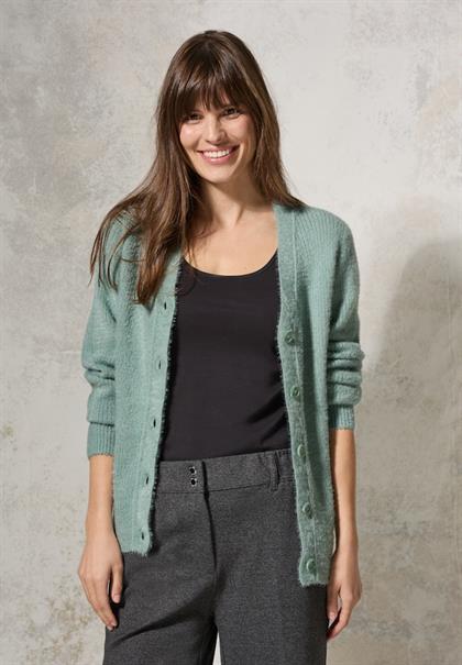 Federgarn-Cardigan iced salvia green