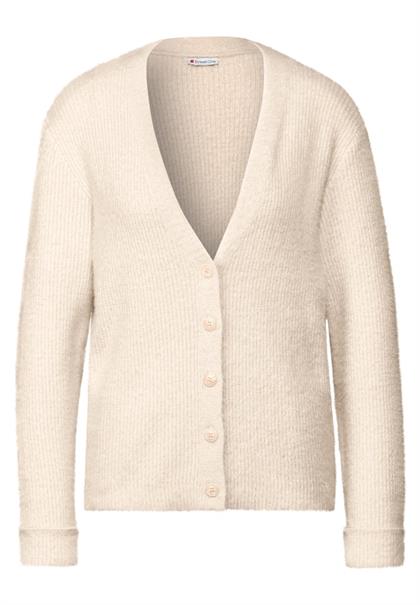 Federgarn-Cardigan lucid white