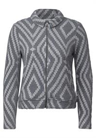 Federgarn-Cardigan mit Print platinum grey mel.