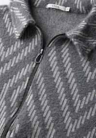 Federgarn-Cardigan mit Print platinum grey mel.