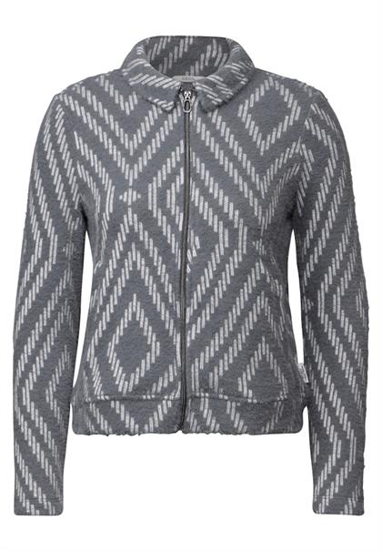 Federgarn-Cardigan mit Print platinum grey mel.