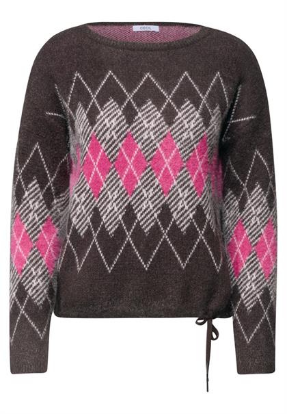 Federgarn Pullover mit Argyle-Muster truffle brown