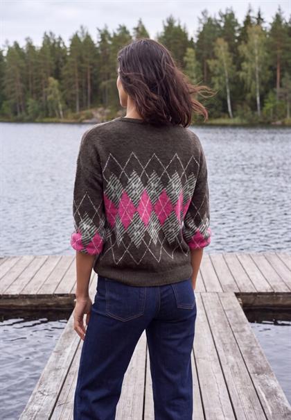 Federgarn Pullover mit Argyle-Muster truffle brown