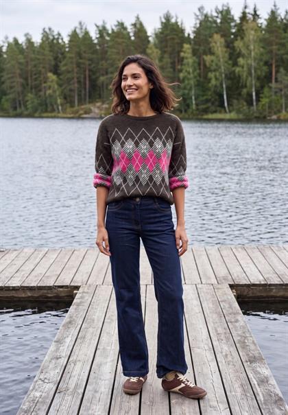 Federgarn Pullover mit Argyle-Muster truffle brown