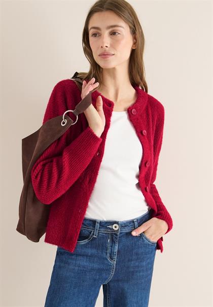 Federgarn Ripp-Strickjacke beaujolais red