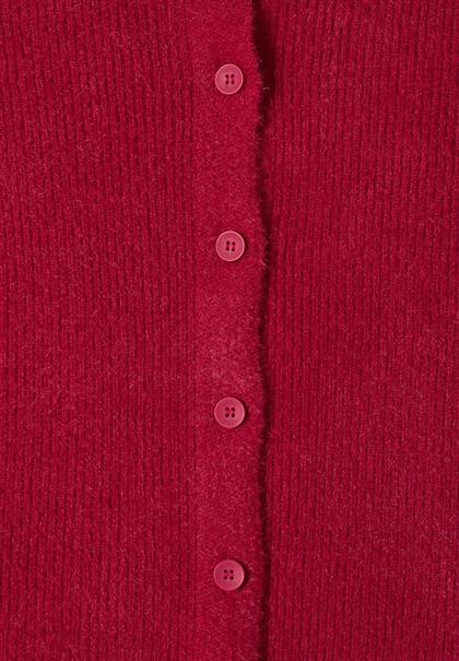 Federgarn Ripp-Strickjacke beaujolais red