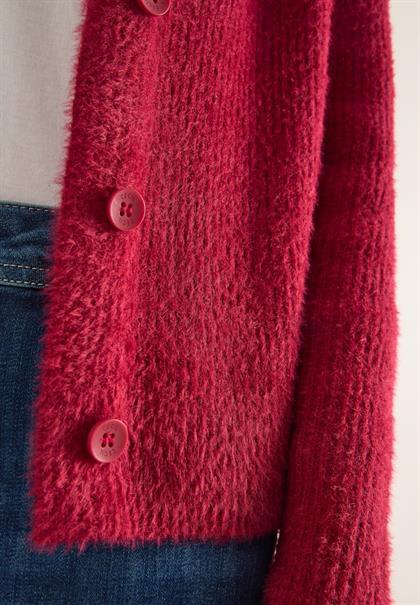 Federgarn Ripp-Strickjacke beaujolais red