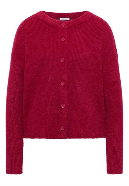Federgarn Ripp-Strickjacke beaujolais red