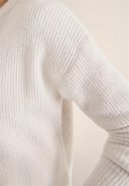 Federgarn Ripp-Strickjacke light greige