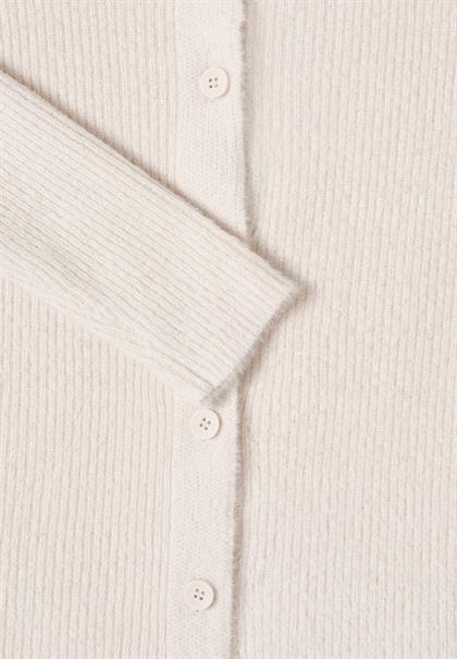 Federgarn Ripp-Strickjacke light greige