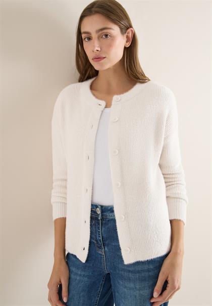 Federgarn Ripp-Strickjacke light greige