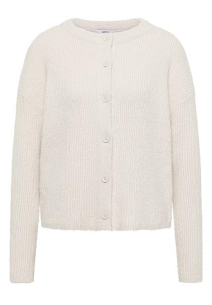 Federgarn Ripp-Strickjacke light greige