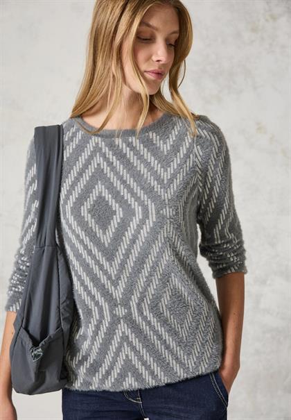 Federgarn Shirt mit Muster platinum grey mel.