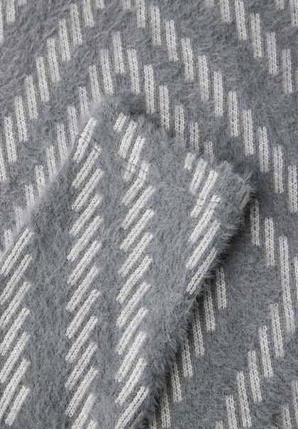 Federgarn Shirt mit Muster platinum grey mel.