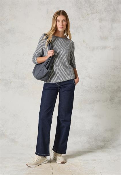 Federgarn Shirt mit Muster platinum grey mel.