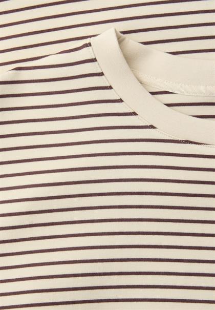 Fein gestreiftes Scuba T-Shirt mahogany brown