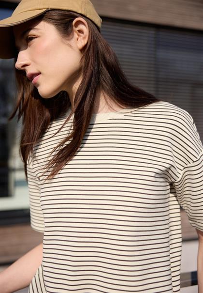 Fein gestreiftes Scuba T-Shirt mahogany brown