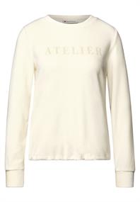 Feincord-Shirt mit Wording soft beige