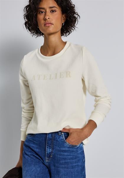 Feincord-Shirt mit Wording soft beige