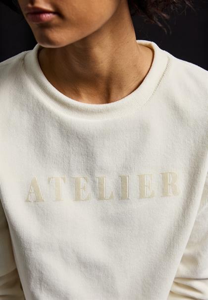Feincord-Shirt mit Wording soft beige