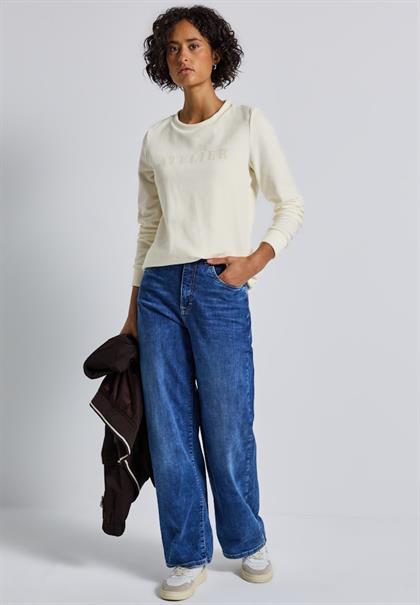 Feincord-Shirt mit Wording soft beige