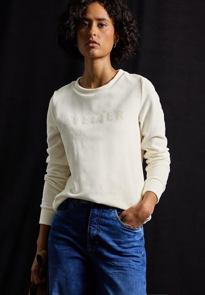 Feincord-Shirt mit Wording soft beige