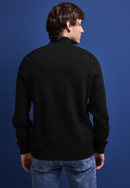 Feinstrickjacke mit Zipper black