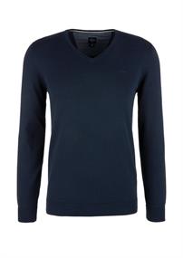 Feinstrickpullover mit V-Ausschnitt blau 5978