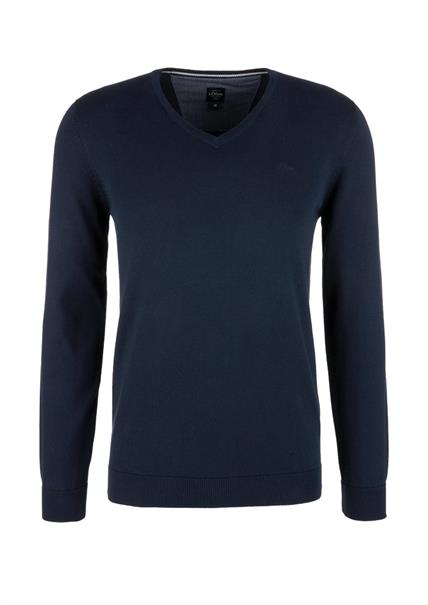 Feinstrickpullover mit V-Ausschnitt blau 5978
