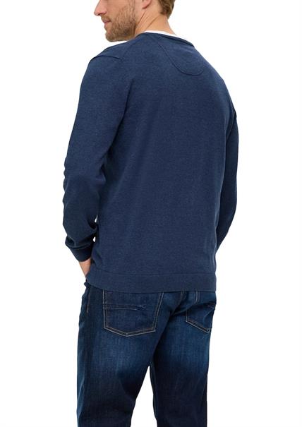 Feinstrickpullover mit V-Ausschnitt blau2